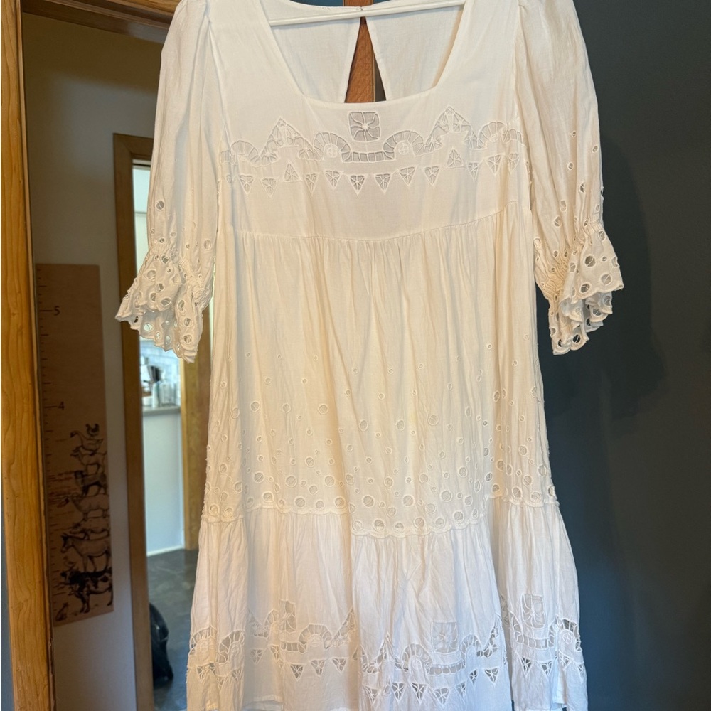 Elegant White Eyelet Dress